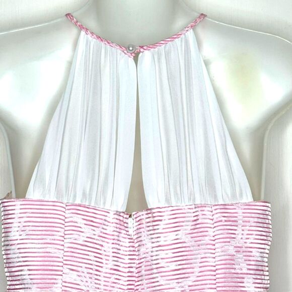 LILLY PULITZER KAILEY PINK & WHITE FLORAL CHIFFON HALTER DRESS SIZE 2 ROSY POSIE - Picture 9 of 14